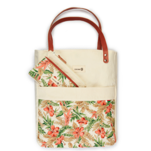 Tote bag - Martin motifs fleuris et beige homme